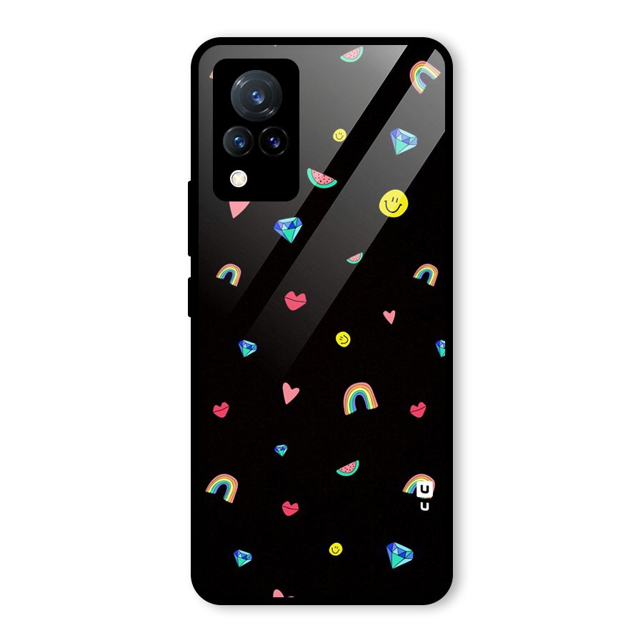 Cute Multicolor Shapes Glass Back Case for Vivo V21 5G
