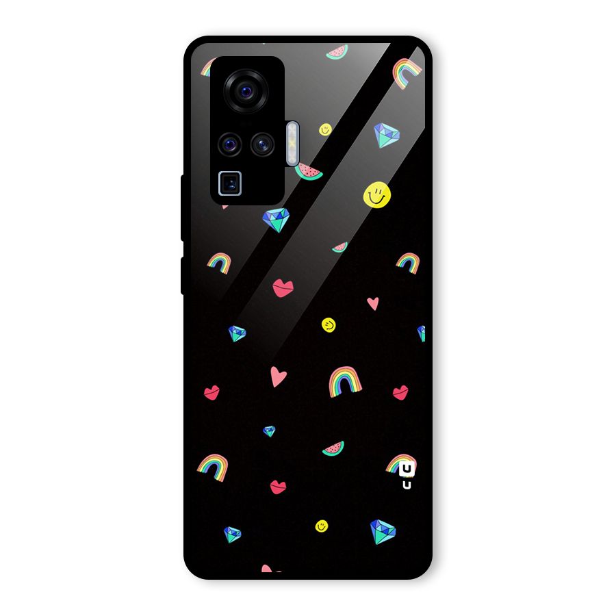 Cute Multicolor Shapes Glass Back Case for Vivo X50 Pro