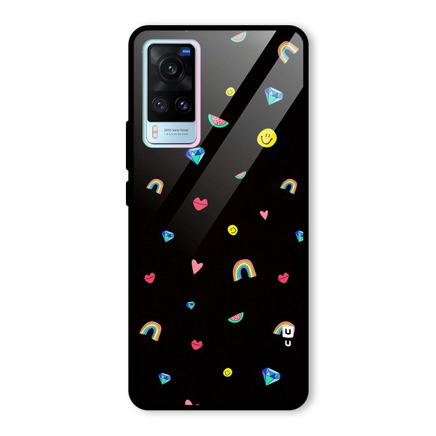 Cute Multicolor Shapes Glass Back Case for Vivo X60