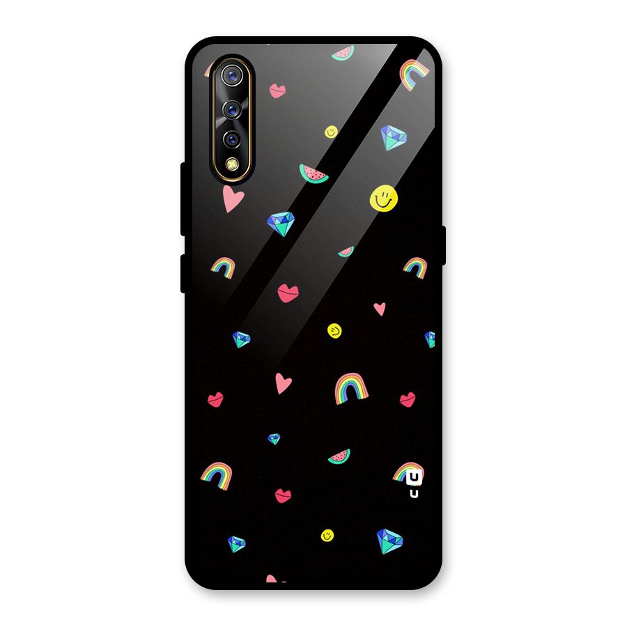 Cute Multicolor Shapes Glass Back Case for Vivo Z1x