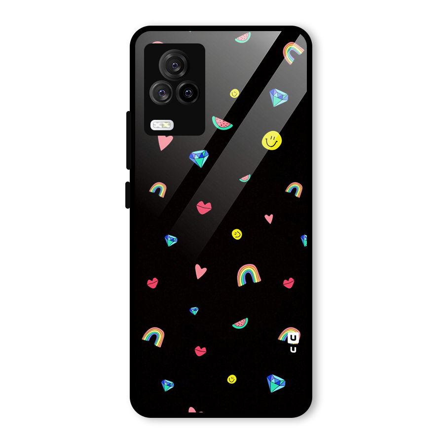 Cute Multicolor Shapes Glass Back Case for Vivo iQOO 7 Legend 5G
