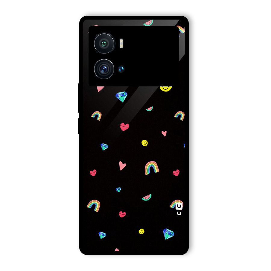 Cute Multicolor Shapes Glass Back Case for Vivo iQOO 9 Pro