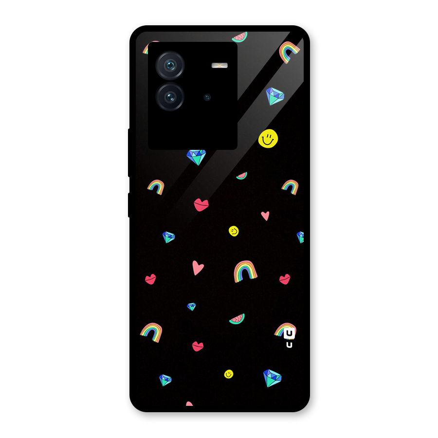 Cute Multicolor Shapes Glass Back Case for Vivo iQOO Neo 6 5G