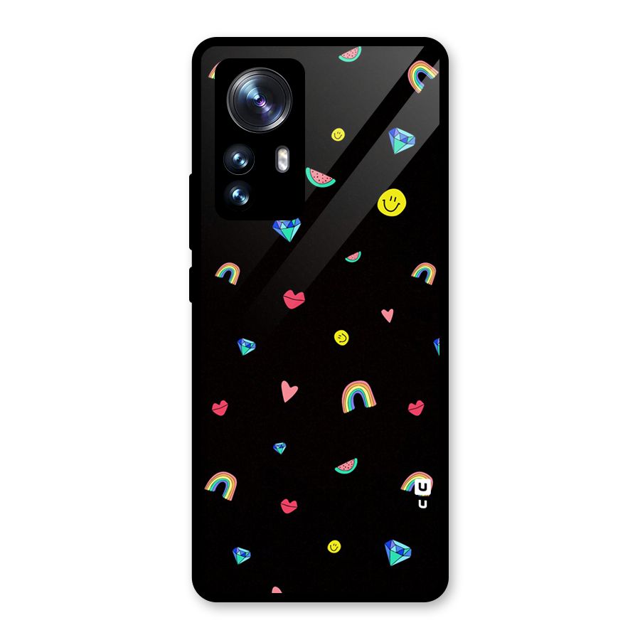 Cute Multicolor Shapes Glass Back Case for Xiaomi 12 Pro