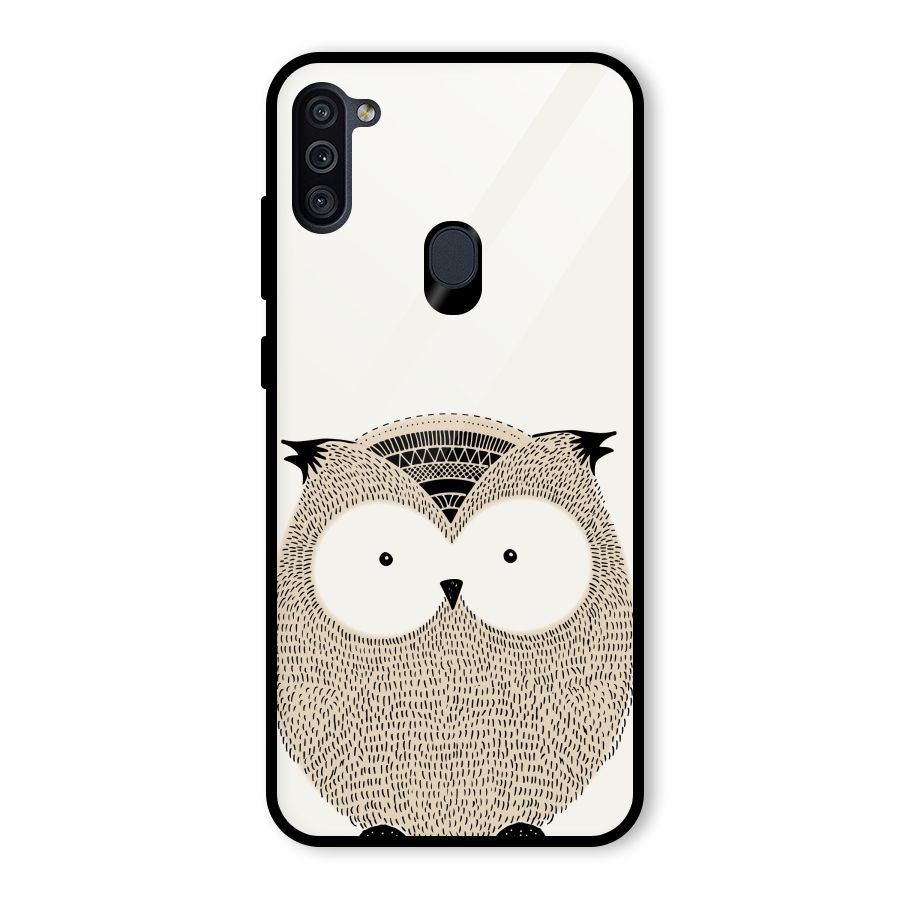 Cute Owl Glass Back Case for Galaxy M11