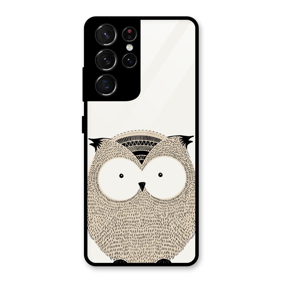 Cute Owl Glass Back Case for Galaxy S21 Ultra 5G