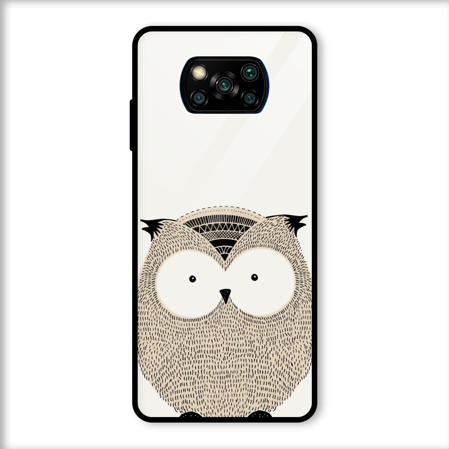 Cute Owl Glass Back Case for Poco X3