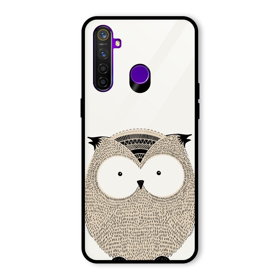 Cute Owl Glass Back Case for Realme 5 Pro