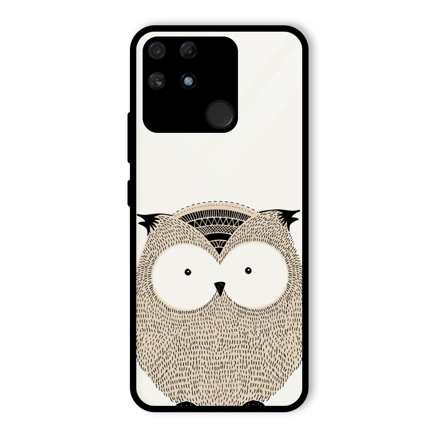 Cute Owl Glass Back Case for Realme Narzo 50A