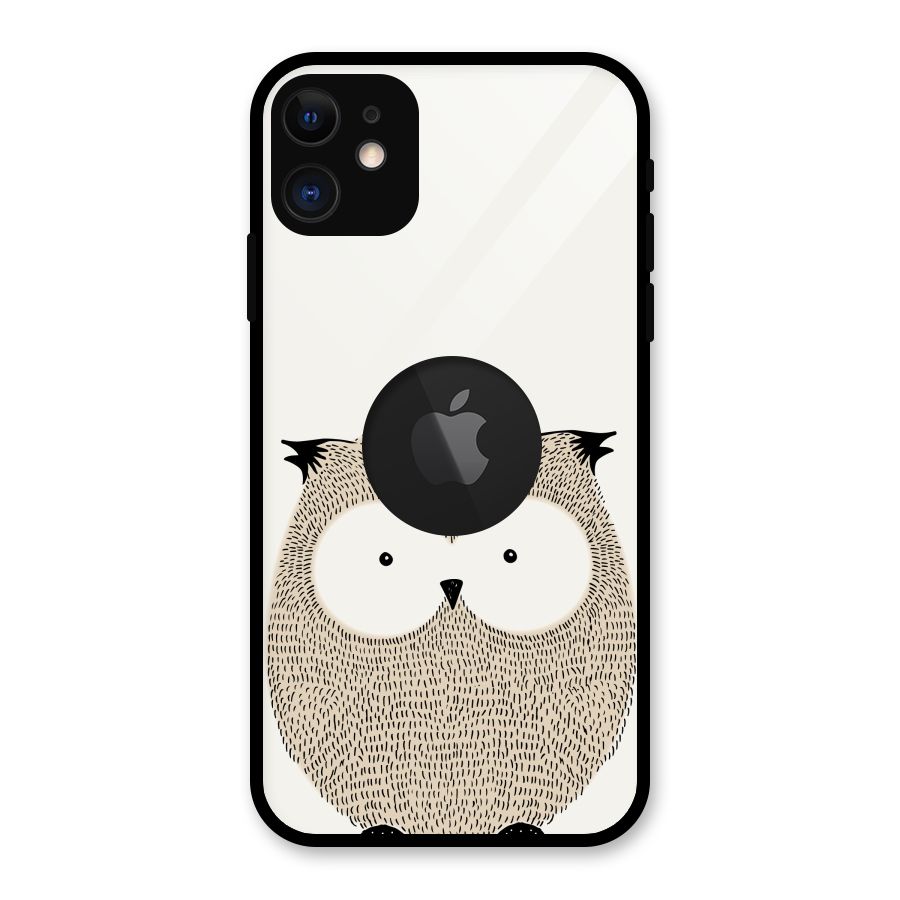 Cute Owl Glass Back Case for iPhone 11 Logo Cut