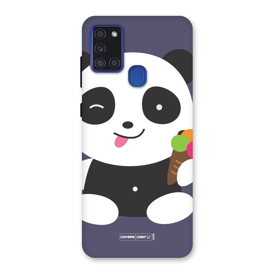 Cute Panda Blue Back Case for Galaxy A21s
