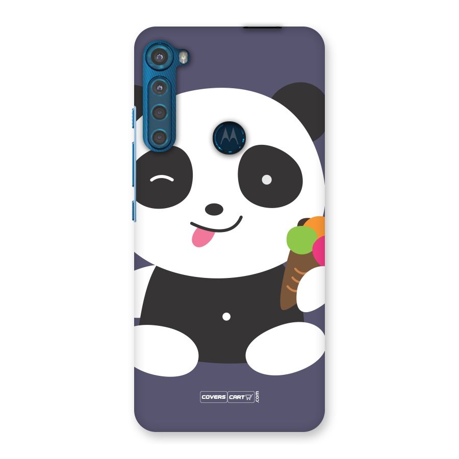 Cute Panda Blue Back Case for Motorola One Fusion Plus