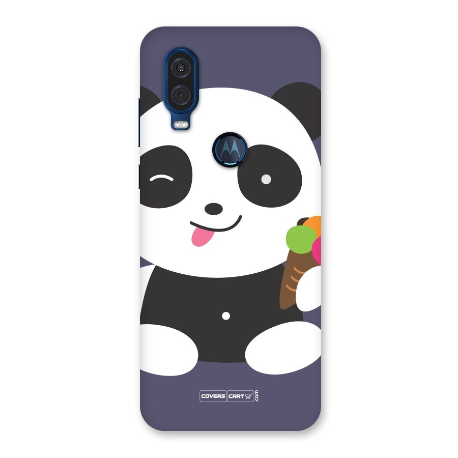 Cute Panda Blue Back Case for Motorola One Vision