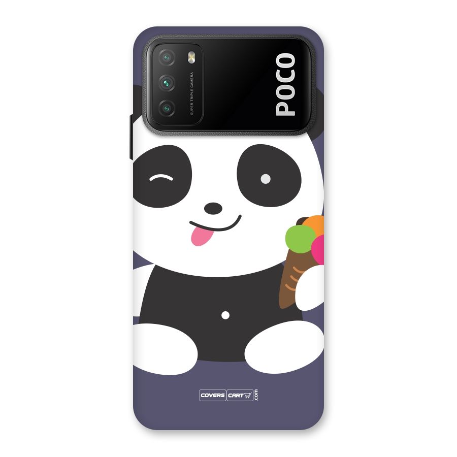 Cute Panda Blue Back Case for Poco M3