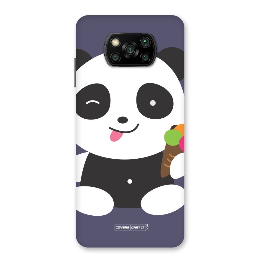 Cute Panda Blue Back Case for Poco X3