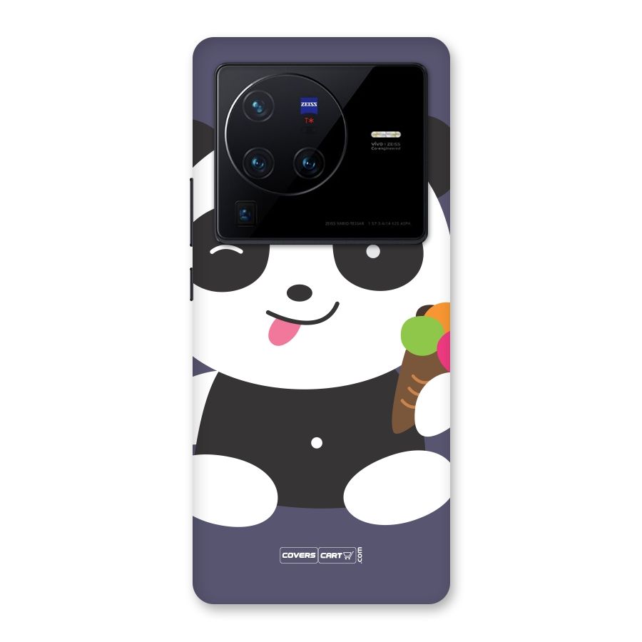 Cute Panda Blue Back Case for Vivo X80 Pro