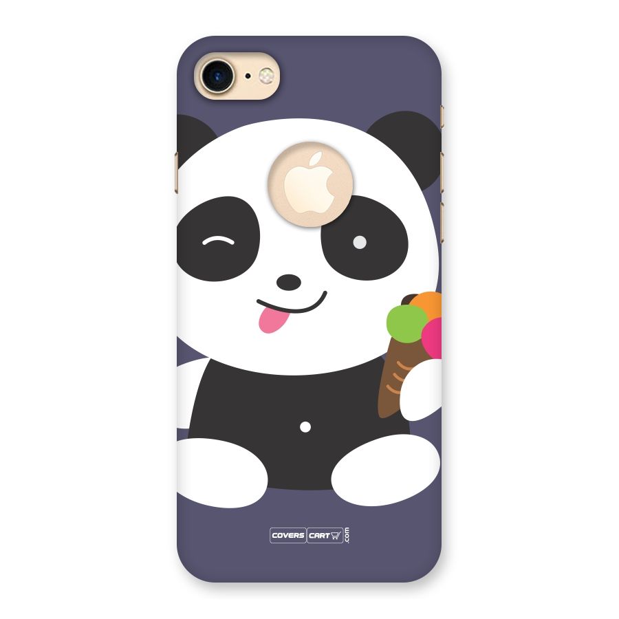 Cute Panda Blue Back Case for iPhone 7 Logo Cut