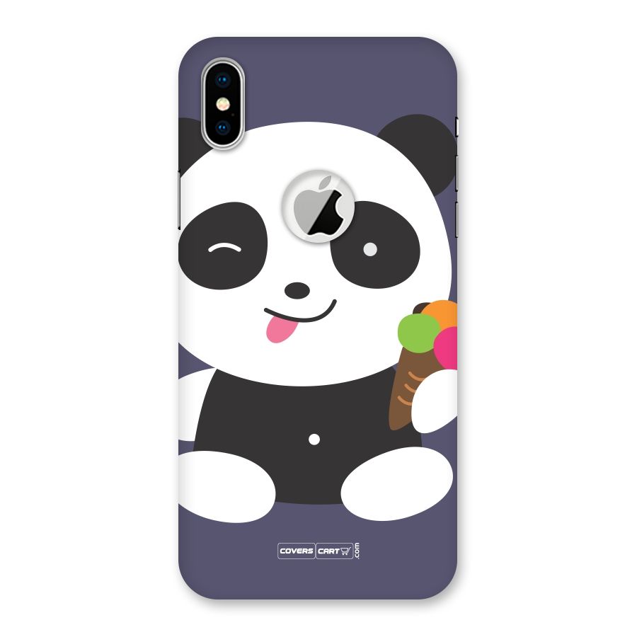 Cute Panda Blue Back Case for iPhone X Logo Cut
