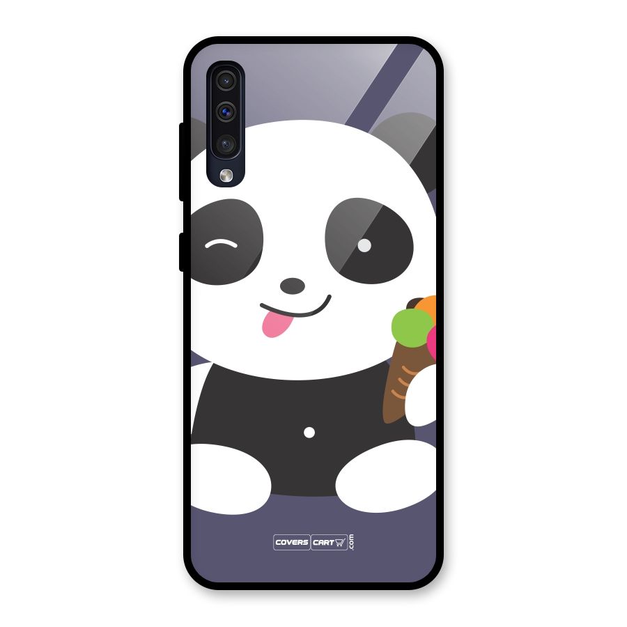 Cute Panda Blue Glass Back Case for Galaxy A30s