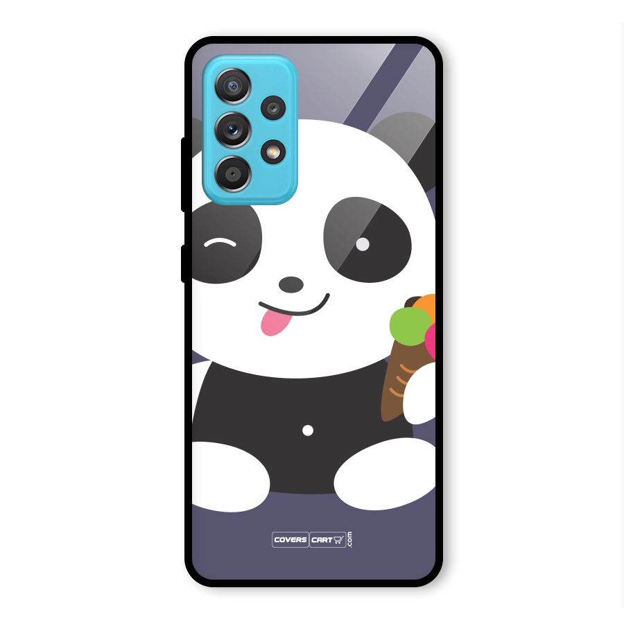 Cute Panda Blue Glass Back Case for Galaxy A52s 5G