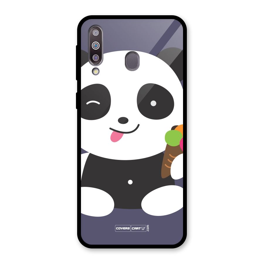 Cute Panda Blue Glass Back Case for Galaxy M30
