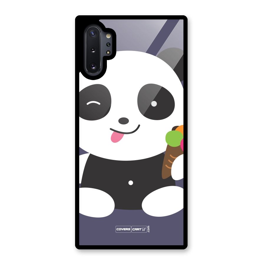 Cute Panda Blue Glass Back Case for Galaxy Note 10 Plus