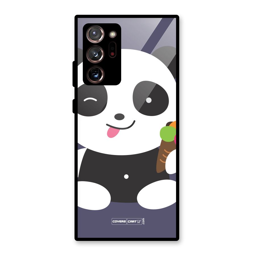 Cute Panda Blue Glass Back Case for Galaxy Note 20 Ultra