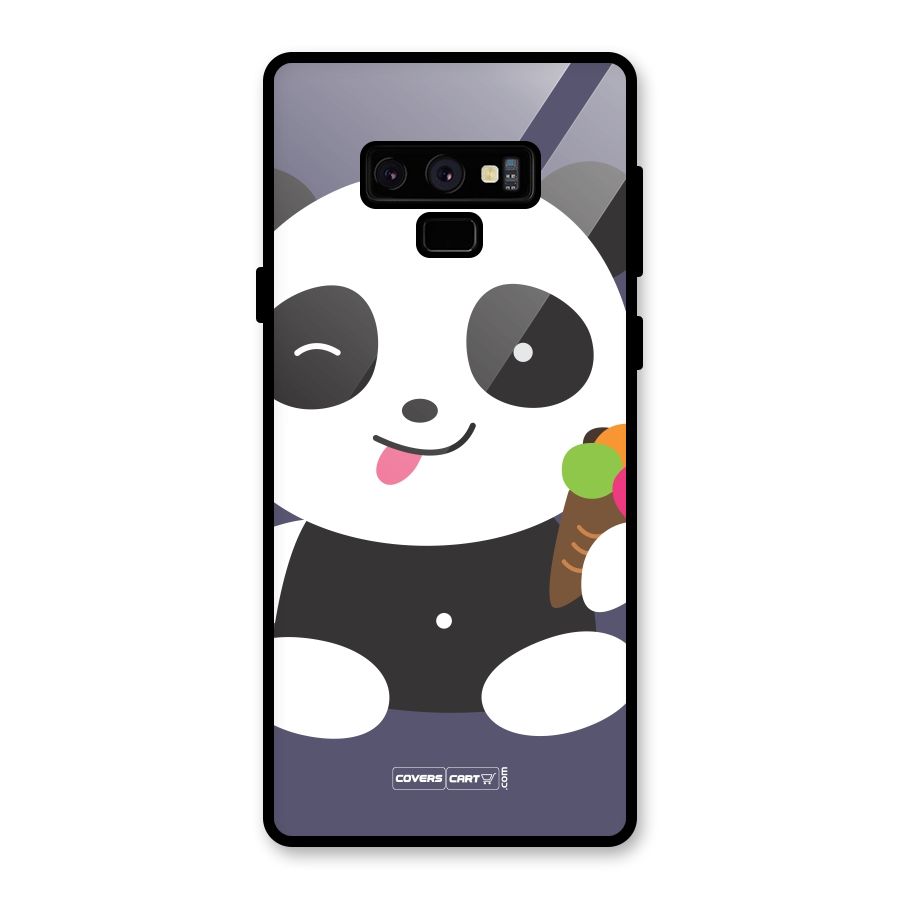 Cute Panda Blue Glass Back Case for Galaxy Note 9