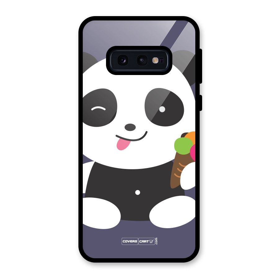 Cute Panda Blue Glass Back Case for Galaxy S10e