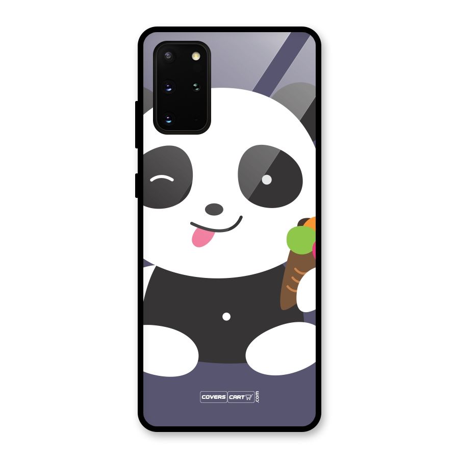 Cute Panda Blue Glass Back Case for Galaxy S20 Plus