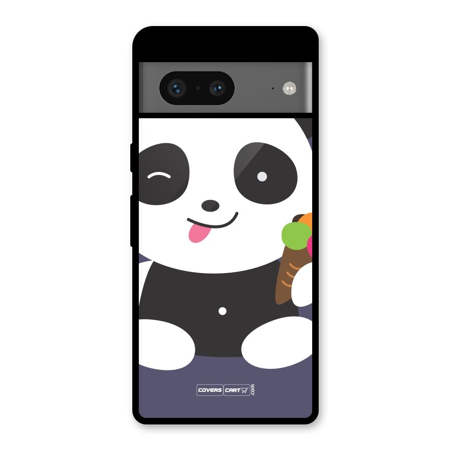 Cute Panda Blue Glass Back Case for Google Pixel 7