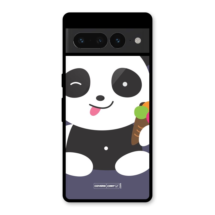 Cute Panda Blue Glass Back Case for Google Pixel 7 Pro