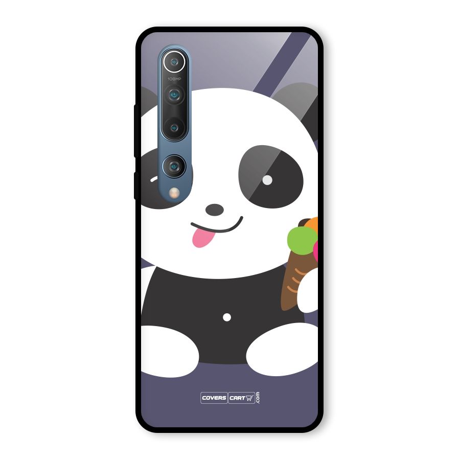 Cute Panda Blue Glass Back Case for Mi 10