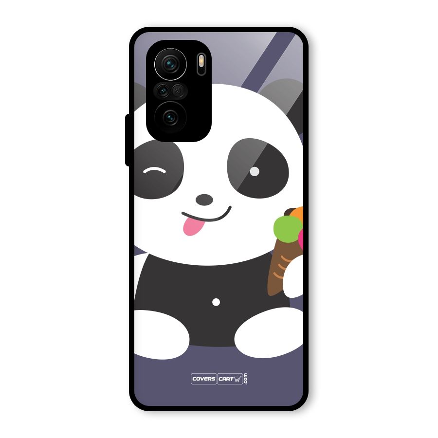 Cute Panda Blue Glass Back Case for Mi 11X Pro