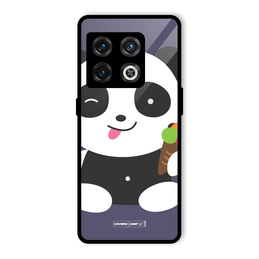 Cute Panda Blue Glass Back Case for OnePlus 10 Pro 5G