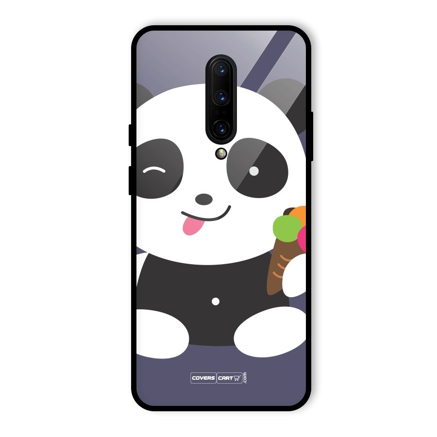 Cute Panda Blue Glass Back Case for OnePlus 7 Pro