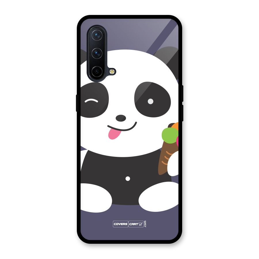Cute Panda Blue Glass Back Case for OnePlus Nord CE 5G