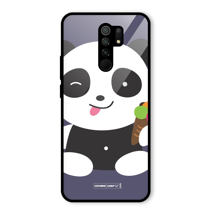 Cute Panda Blue Glass Back Case for Poco M2