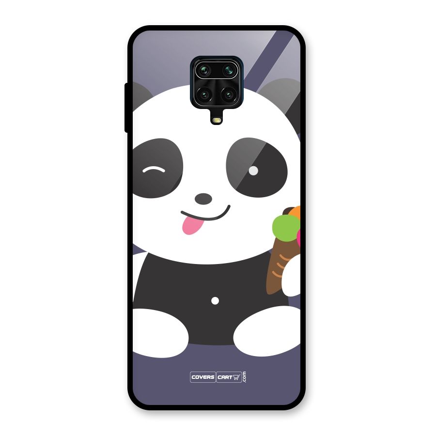 Cute Panda Blue Glass Back Case for Poco M2 Pro