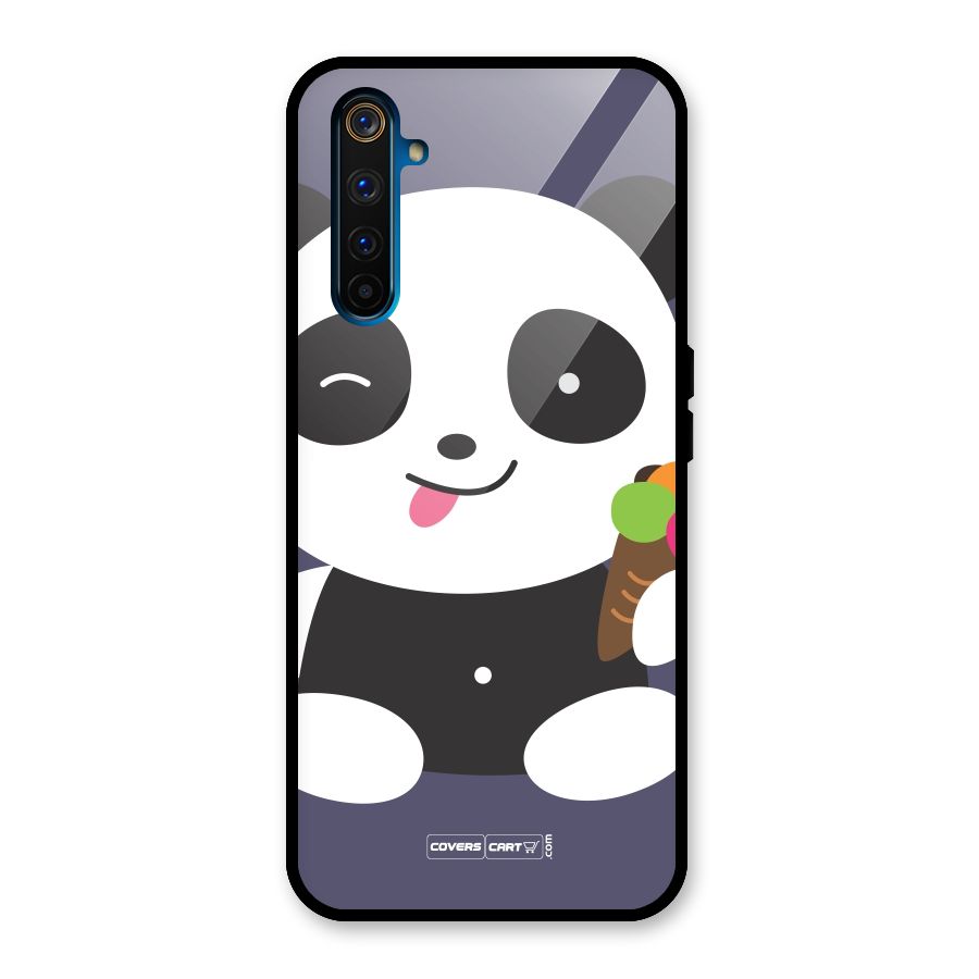 Cute Panda Blue Glass Back Case for Realme 6 Pro
