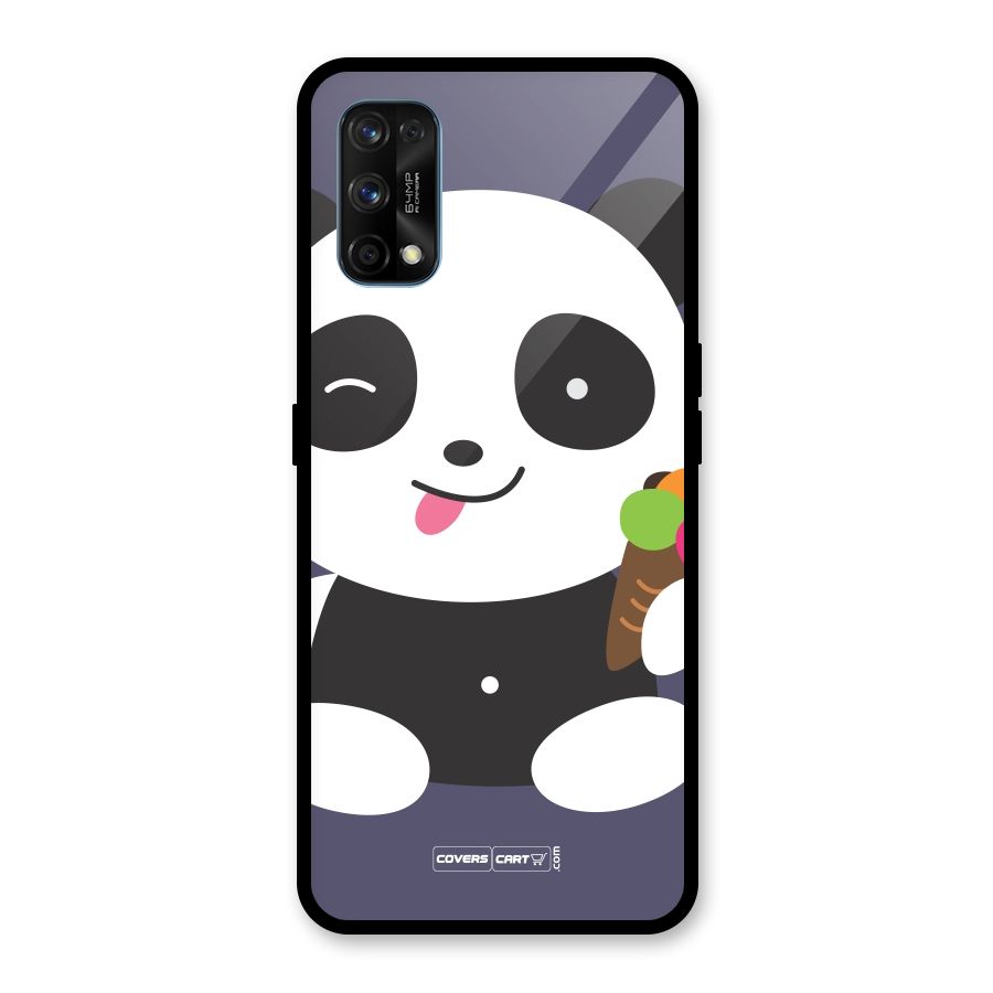 Cute Panda Blue Glass Back Case for Realme 7 Pro