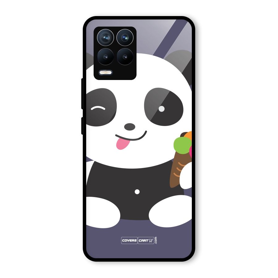 Cute Panda Blue Glass Back Case for Realme 8 Pro