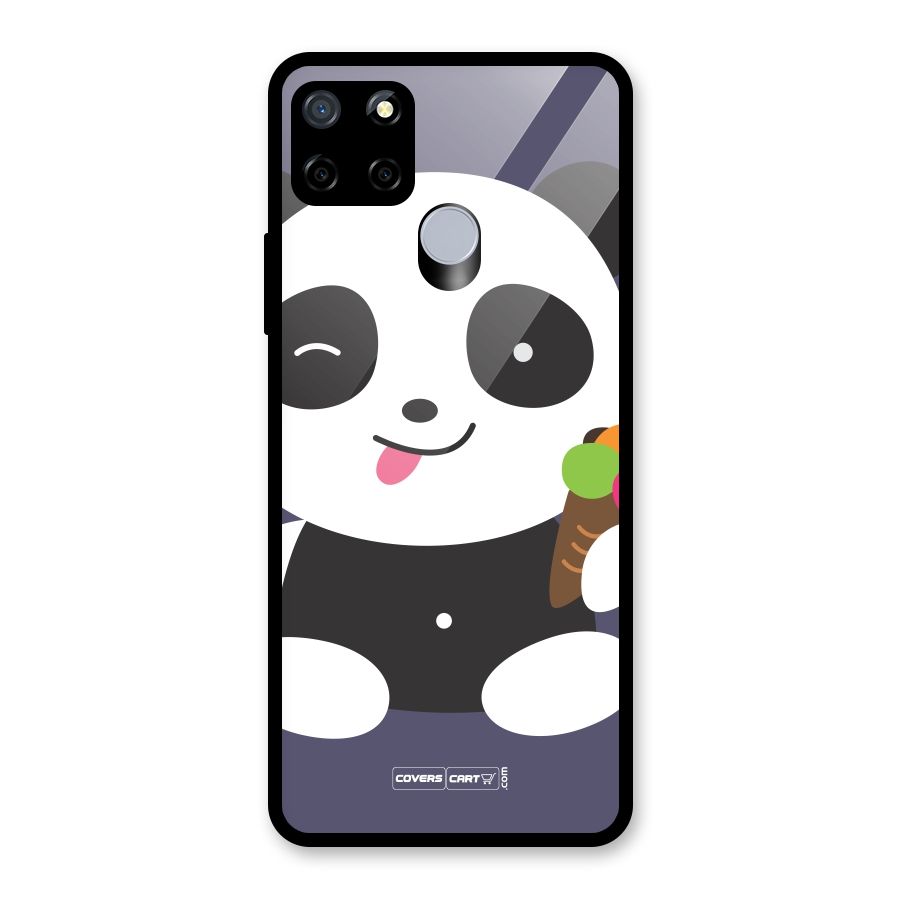 Cute Panda Blue Glass Back Case for Realme C15