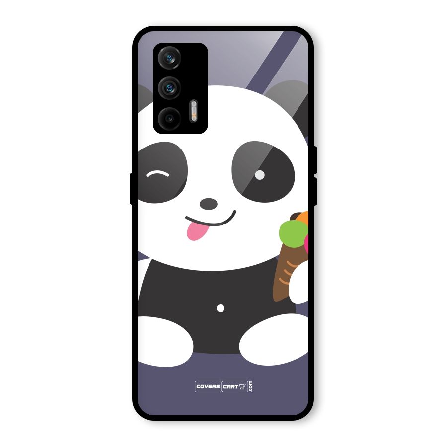 Cute Panda Blue Glass Back Case for Realme GT 5G
