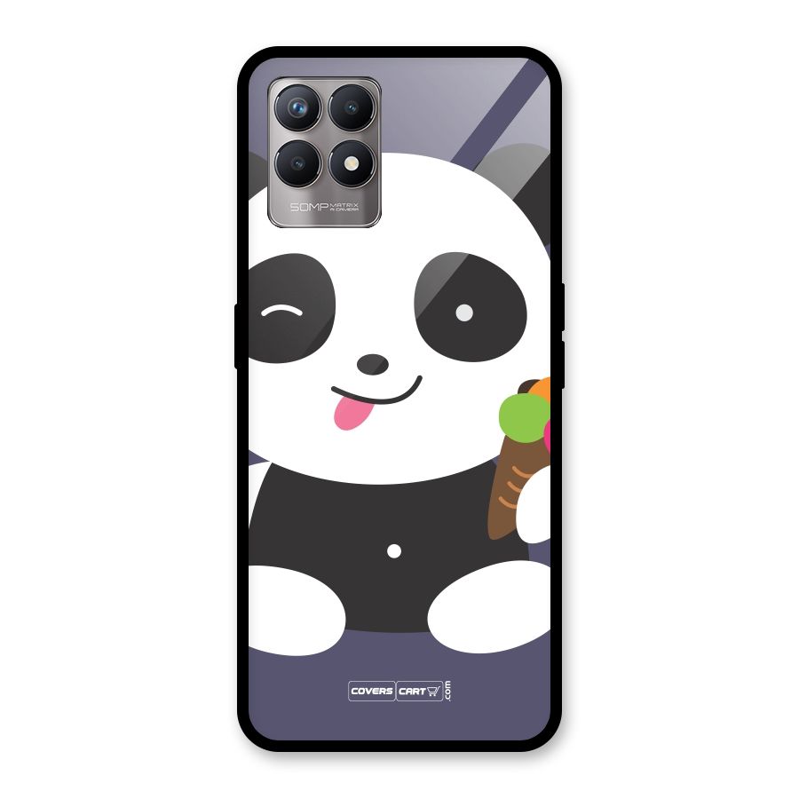 Cute Panda Blue Glass Back Case for Realme Narzo 50