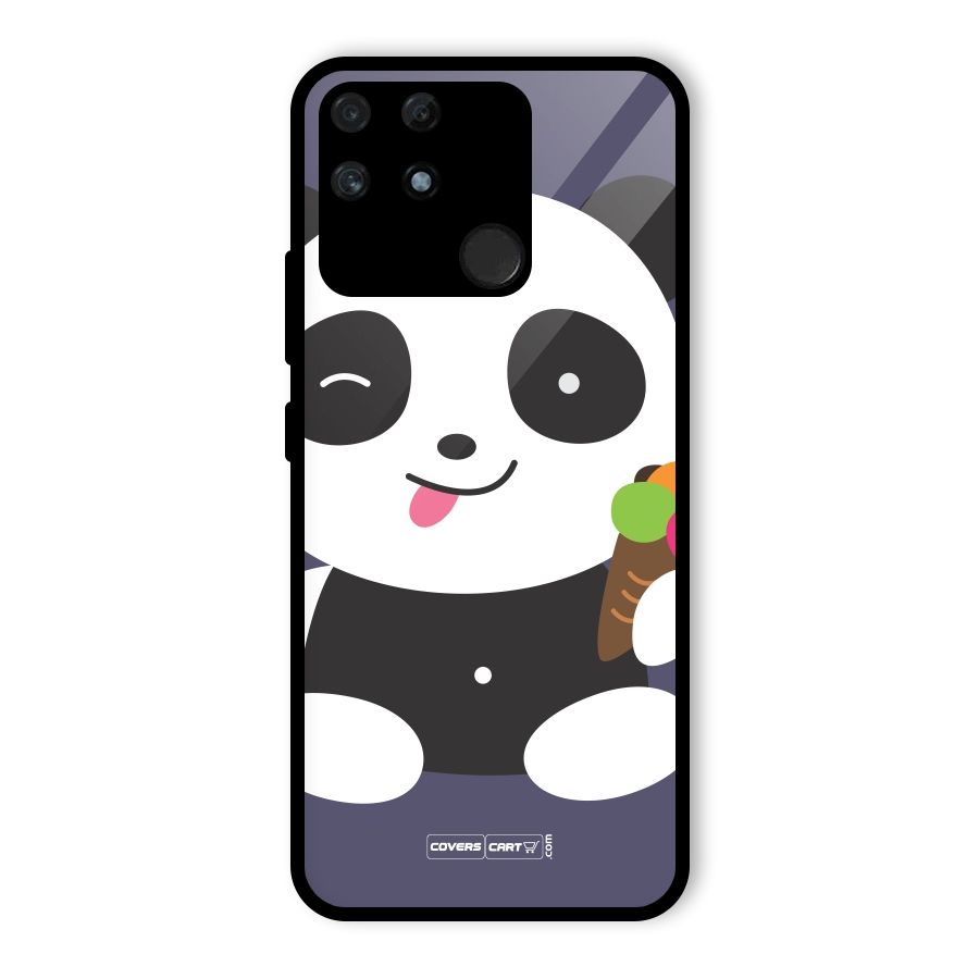 Cute Panda Blue Glass Back Case for Realme Narzo 50A