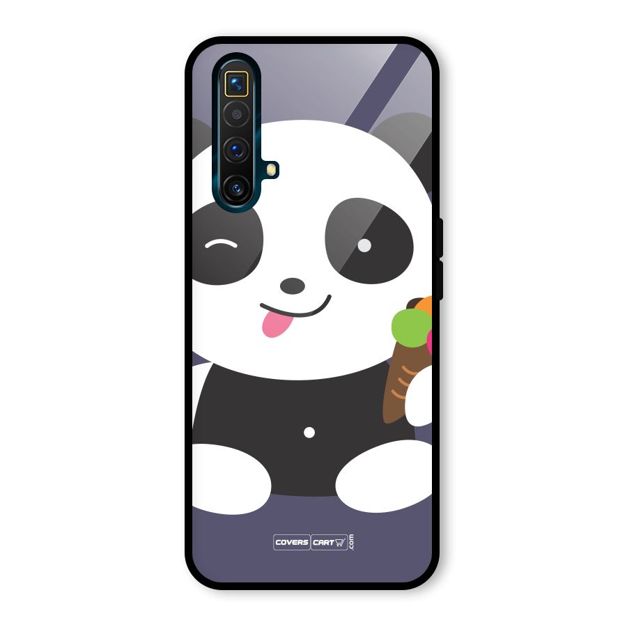 Cute Panda Blue Glass Back Case for Realme X3