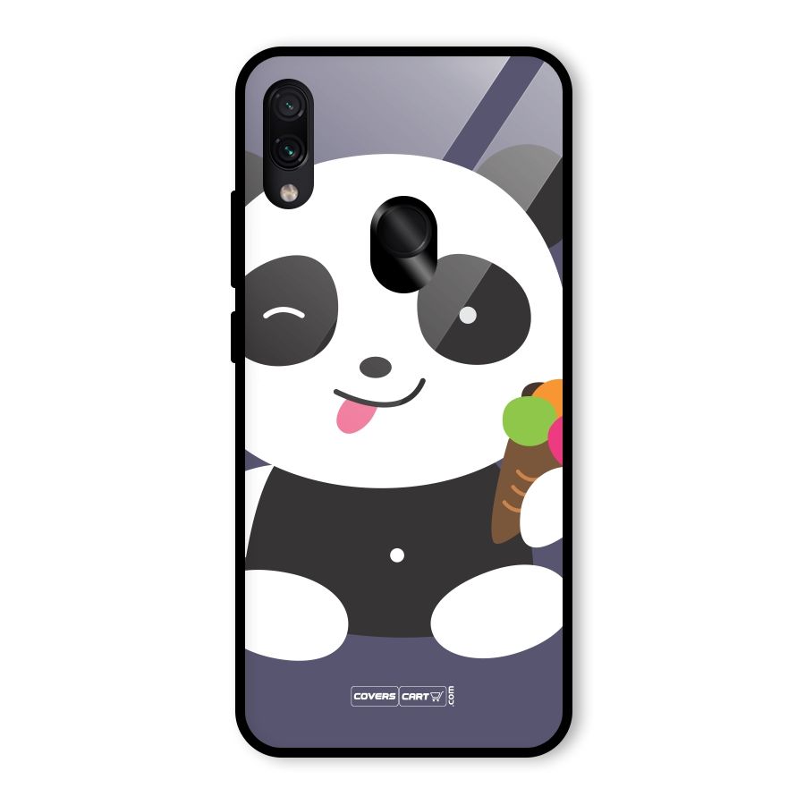 Cute Panda Blue Glass Back Case for Redmi Note 7 Pro