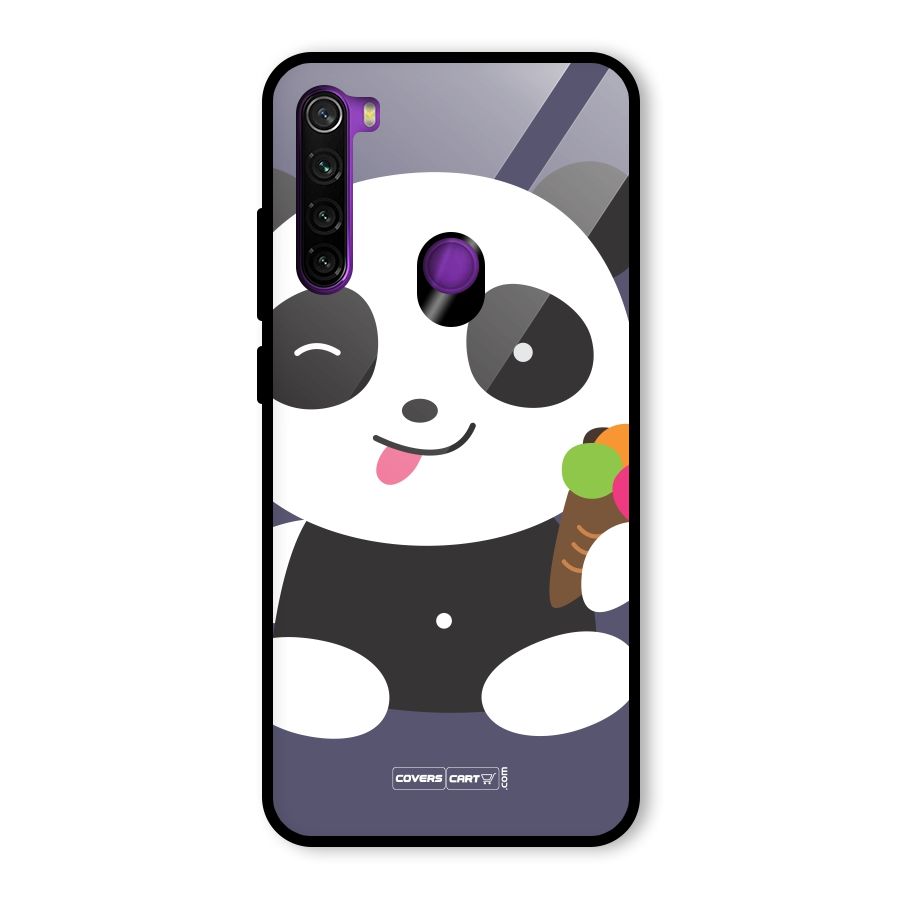Cute Panda Blue Glass Back Case for Redmi Note 8