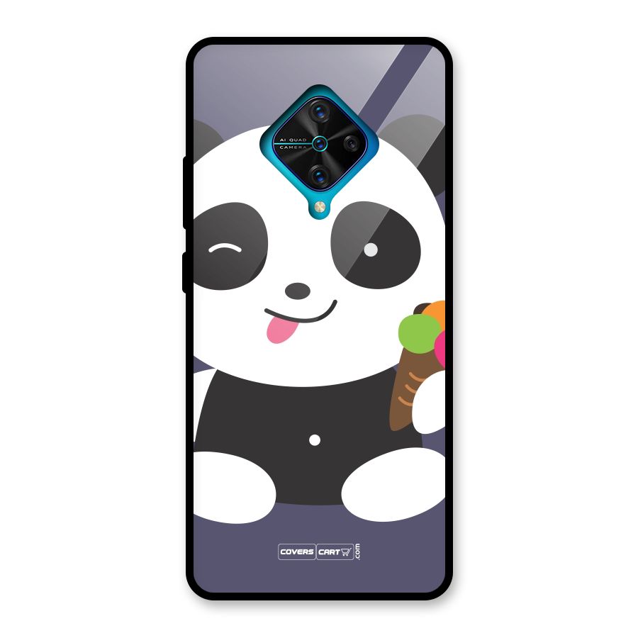 Cute Panda Blue Glass Back Case for Vivo S1 Pro
